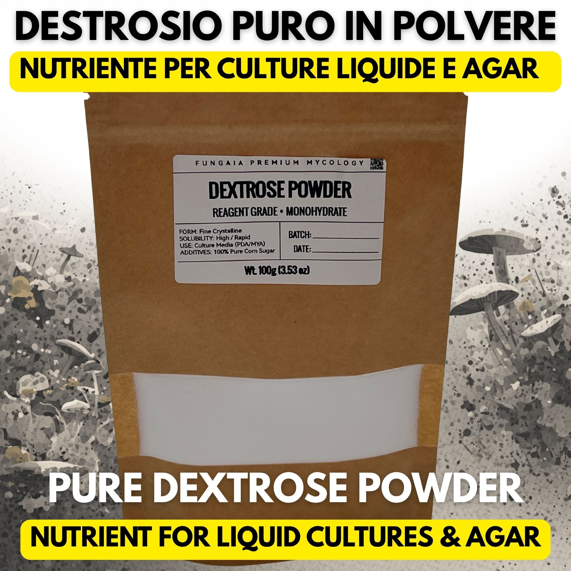 Dextrose Powder 100g Mycology Liquid Culture PDA Agar Mycelium Nutrient Mushroom Lab