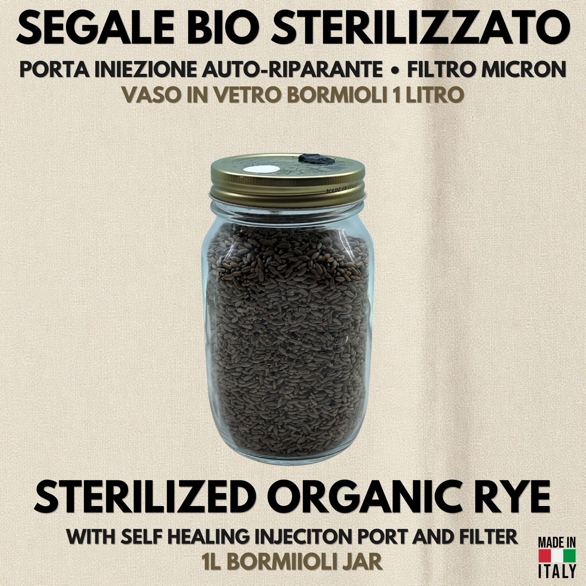 Rye Spawn Jar 1L Sterilized Organic Grain Mushroom Mycology Supplies Injection Port Filter Lid