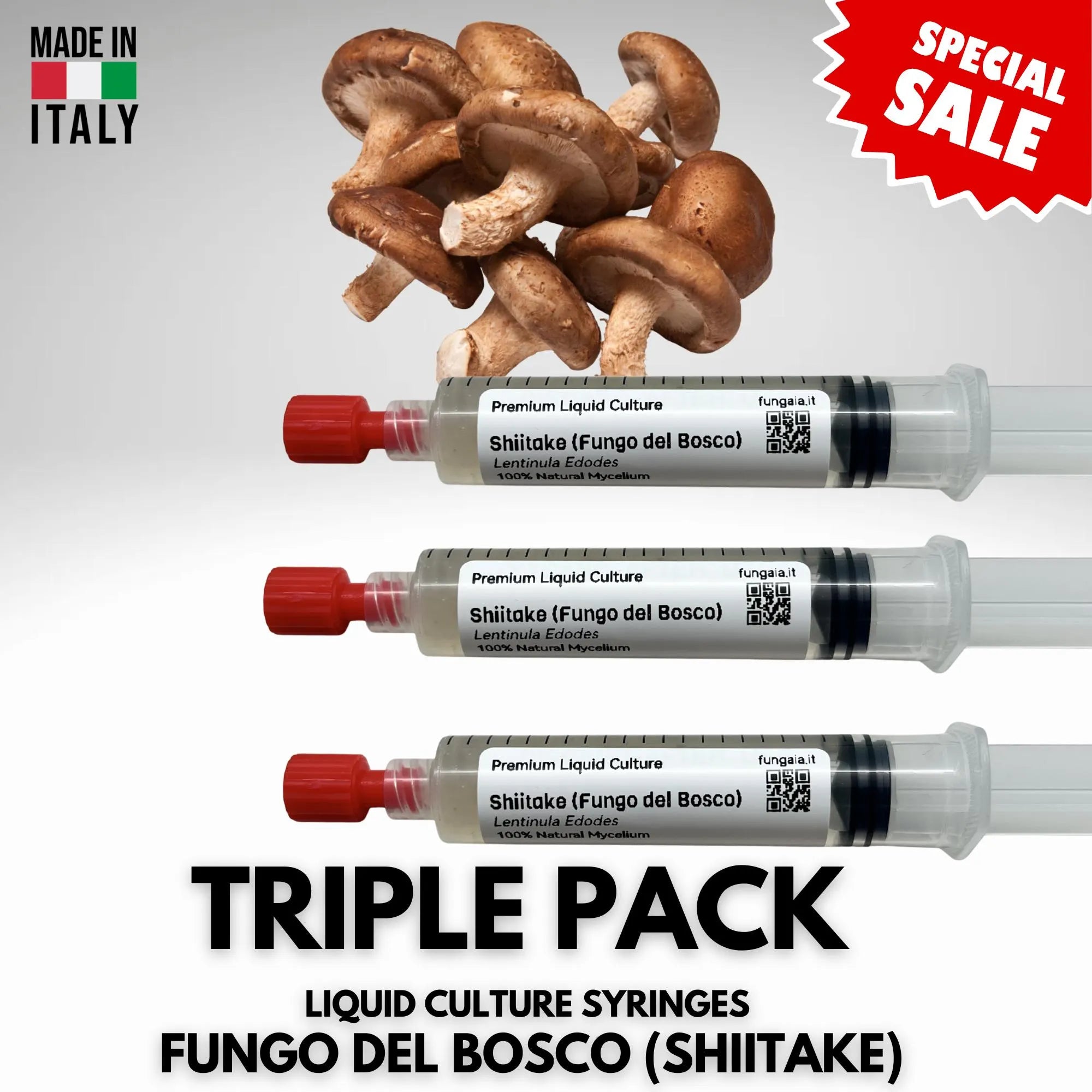 3 x 10ml Shiitake Coltura Liquida Micelio Vivo Triple Pack