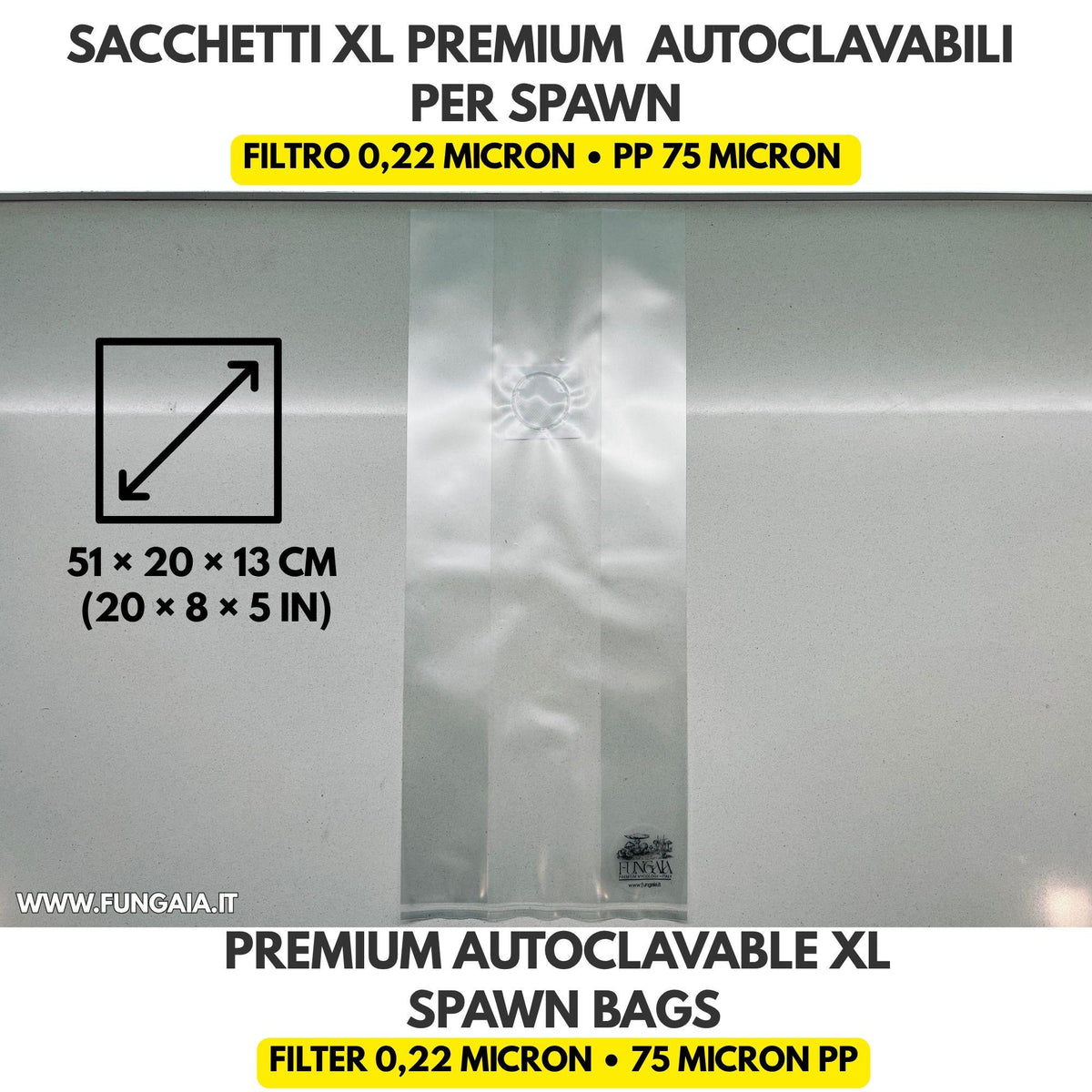 XL autoclavable mushroom spawn bag with 0.22 micron filter